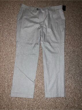 Tasso Elba Light Gray Men's Dress Pants - Classic Flat Front